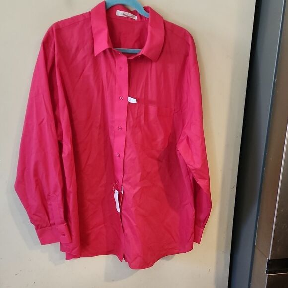 Foxcroft Vibrant Pink Button-Up Shirt Size 20W Nwt - Picture 1 of 3